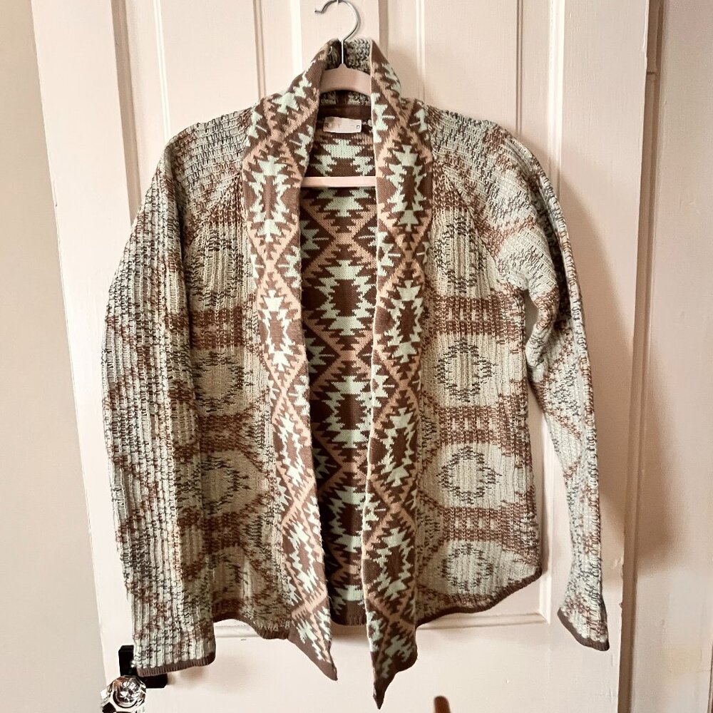 RETROD retro sweater pale mint green/pale brown , size Small